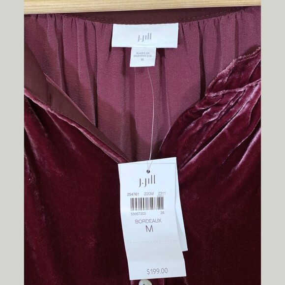 J.Jill Rayon & Silk Velvet Blouse – Bordeaux – SZ M (NWT) - Picture 5 of 8